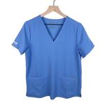 FIGS Casma Three-Pocket Scrub Top Ceil Blue Aya Healthcare Embroidered Medium Photo 0
