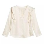 Rebecca Taylor NWT  100% Silk Ruffle Blouse Size 8 Long Sleeve Antique Cream $295 Photo 14