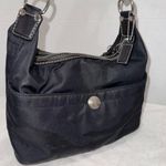 Coach Vintage Hampton 4984 Black Nylon Leather Trim Hobo Bag Purse Teal Interior Photo 3