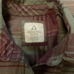 Women’s Ascend Maroon/Purple and Olive Green Long Sleeve Plaid Shirt, Size XS Photo 1