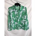 AQUA  Tropical Print Button Down Shirt - Green Palm Leaf Blouse - Size S‎ Photo 4