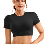 NWOT Short Sleeve Double Lined Crop Top Photo 0