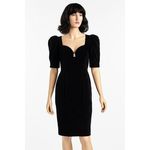 1980’s Cachet by Bari Protas Black Velvet Sweetheart puffy sleeve Dress medium Photo 0