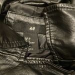 H&M  black padded shoulder detail side zip leather biker jacket us 4 Photo 1