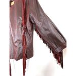 Cleobella Everly Fringe Moto Leather Suede Jacket Size Medium Burgundy Boho Photo 6
