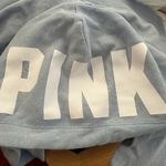 Victoria's Secret PINK Women's Light Blue Logo Hooded Cropped Sweatshirt Size M Photo 4