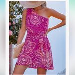 Cupshe  One Shoulder boho Print Self-tie Short Dress Sleeveless Mini Dress Photo 2