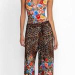 Johnny Was NWOT  Cheetah & Floral-Print Wrap Pants Pull On Size L Wide-Leg Photo 0