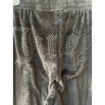 Juicy Couture Black Velour Wide Leg Pants Pull On Bling Butt Logo Size Large Y2K Photo 3
