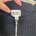 NWT BiBi Black Crochet Sleeves Cotton Blend Crewneck Ribbed Sweater Size‎ XL Photo 2