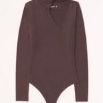 Abercrombie & Fitch  Soft AF Twist Neck Burgundy Long Sleeve Bodysuit Size Large Photo 0