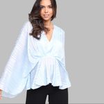 The Vintage Shop NWT Pleated Top Womens S Blue Flowy Bell Sleeve Soft Girl Photo 2