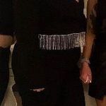 International concepts Macy's I.N.C Black Rhinestone Fringe Cropped Blazer Photo 4