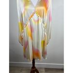 JAAF Organic Silk Mini Dress Aura Light Print V Neck Mini Dress Long Sleeve Pink Size L Photo 16