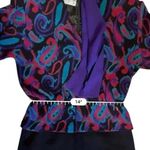 Vtg 60s 70s Ciao Purple Black Knit Wool Peplum Pencil Skirt Dress Sz M Hong Kong Size M Photo 5