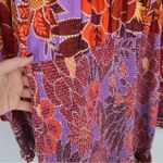 Farm Rio Sweet Floral Long Sleeve Mini Dress Smocked in Lilac Purple Red Size S Photo 7