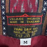 Villager Vintage Village Weaver Thai Silk Jacket Medium Boho Ikat Pattern Open Front Coat Photo 3