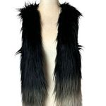 Skies Are Blue Vest Women Small Gray Ombre Faux Fur Open Outdoor Outerwear Photo 0
