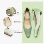 Green Satin Heels with Crystal Trim Size 8 Photo 3