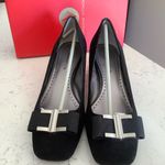 Adrienne Vittadini black suede pumps block heel shoes size 9.5 party court shoes Photo 1