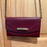 Treesje Burgundy/Deep Red Leather Clutch with Chain Strap Photo 0