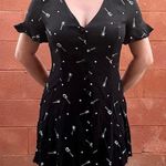Forever 21 Black Low Cut Mini Dress With White Guitar Print Photo 0