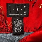 I.N.C Y2K Bootcut Jeans Red Satin Embroidered Oriental Waistband 8 No Stretch Blue Photo 10