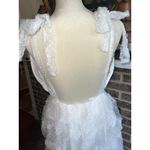 Just Me Dress Size L White Ruffle Tiered V Neck Swiss Dot Midi Boho Open Back Photo 4