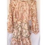 Zimmermann Lyre Wrap Billow Mini Dress Women’s Size 4 US 12 Light Pink Linen Photo 8