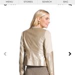 Chico's Chico’s Champagne Gold Metallic Moto Motorcycle Jacket Sz 0 Photo 3