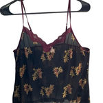 Black Floral Lace Trim‎ Cami Top Women's Spaghetti Strap Tank Size M Photo 0