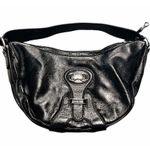 Michael Kors Saddle Bag Leather Glossy Black Shoulder Bag Hobo 13.5 x 8.5 x 3 in Photo 8