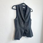 Reformation  | Oakley Peplum Collared Fitted Vest with Velvet Buttons in Black Photo 8