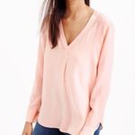 J.Crew | Blush Pink Long Sleeve V-Neck Classic Blouse Size Large L Photo 0
