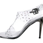 Stuart Weitzman Clear Silver Crystal Embellishments T-Strap Sandal Heels size 7 Photo 0
