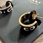Coach NWT Signature Enamel Huggie Earrings; Black/Gold MSRP $88 Photo 4