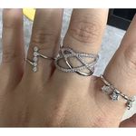 Boutique Women's Bezel‎ Set Simulated Diamond Platinum Plated S925 Rhodium Ring, Size 5 Photo 9