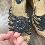 Mudd Y2K Cork Wedge Sandals Heels Size 9.5 Black/Tan Summer Vacation Beach Photo 7