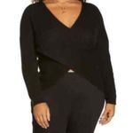 Open Edit  | Black Wrap Style Long Sleeve Sweater Size Small NWT Photo 0
