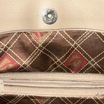 Stone Mountain Genuine Beige Leather Shoulder Bag with Black Accents Authentic Photo 6