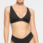 SKIMS  Women's‎ Soot Cotton Rib Plunge Adjustable Bralette Size L NWT Photo 0