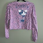 Disney  Minnie Mouse small lavender pink crop top long sleeve floral print NWOT Photo 2