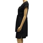 Rock & Republic Black Short Sleeve V Neck Tie Waist Button Up Shirt Dress XS Photo 3
