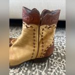 Stallion hand tooled leather zorro ankle cowboy boots Tan Size 7 Photo 4