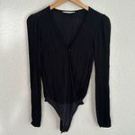 Abercrombie & Fitch Black Gauzy Crinkly Bodysuit Thong Long Sleeve Date Night XS Photo 1