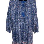 Wonderly Peasant Midi Dress Blue Floral Size 2X Cottage Boho Romantic XXL Ruffle Photo 0