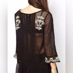 Free People  Jocelyn Small Black Mesh
Tunic Swiss Dot Pleated White Photo 2