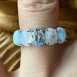 Blue Topaz Rainbow Moonstone Sterling Silver Ring Size 6 Photo 0