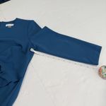 Calvin Klein Teal Ruched Pleated Front Stretch Crepe Sheath Dress Size 6 Photo 7