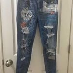 American Eagle  TATTOO Jeans Women 6  Hi-Rise Jegging Stretch Punk Rock Patch Art Photo 0